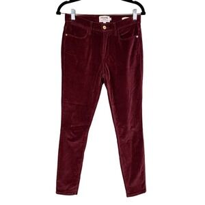 FRAME Denim Jeans Womens 26 Le Velveteen High Rise Skinny Ankle in PINOT Red